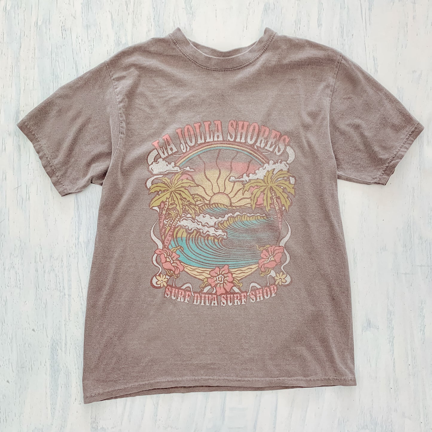 Surf Diva Wave Palm Sun - T-SHIRT brown