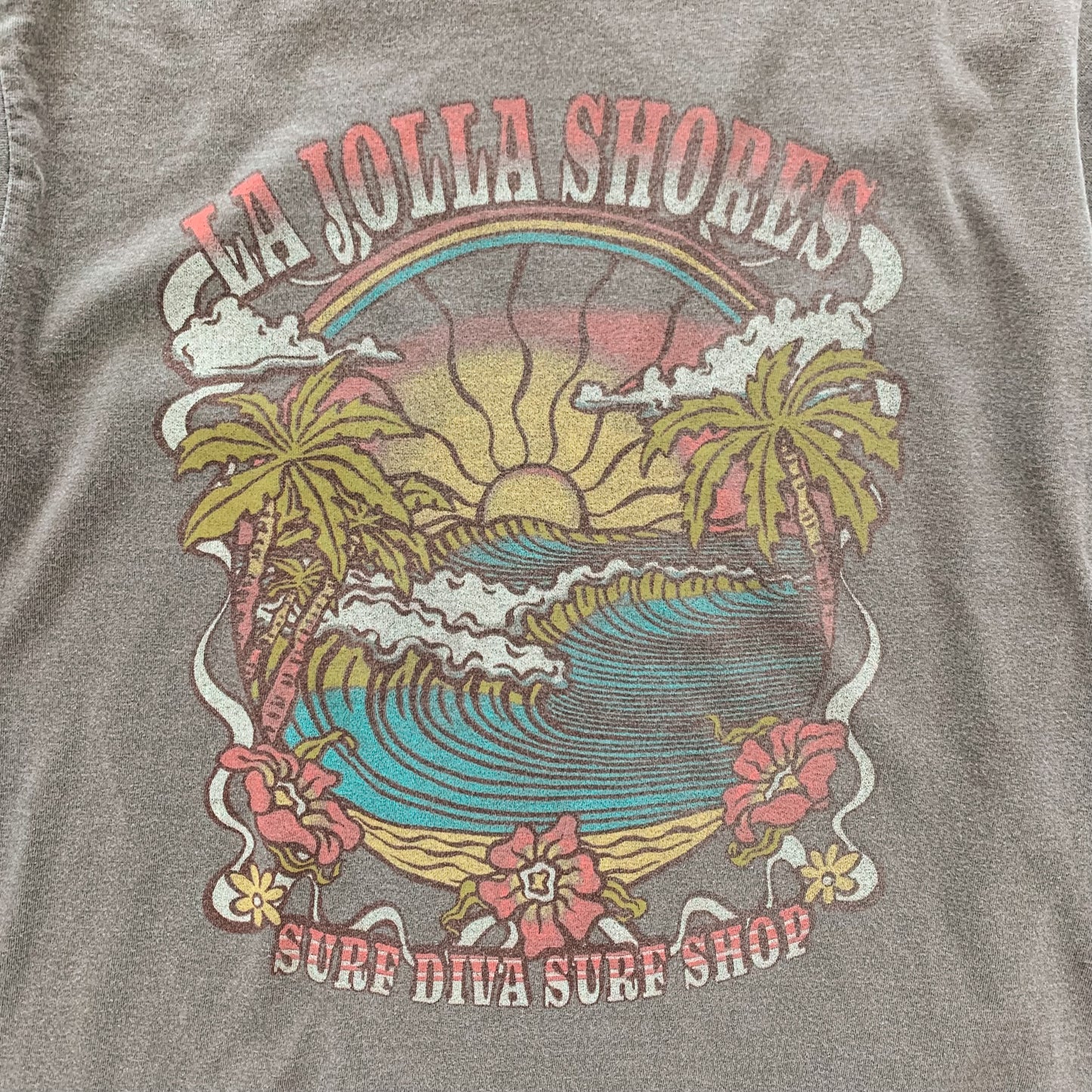 Surf Diva Wave Palm Sun - T-SHIRT brown