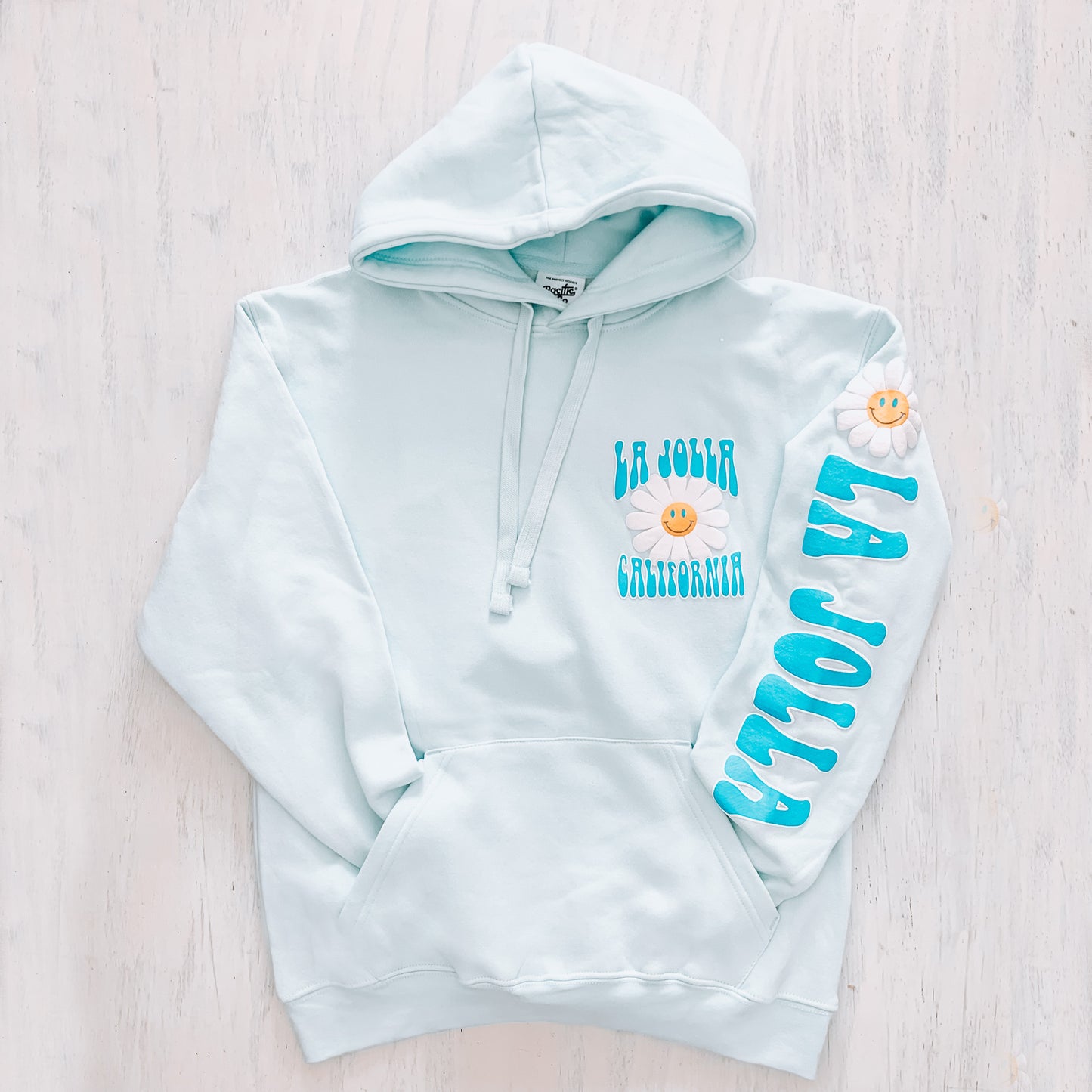 Surf Diva Daisy Smiley WOMEN'S HOODIE - pool day blue