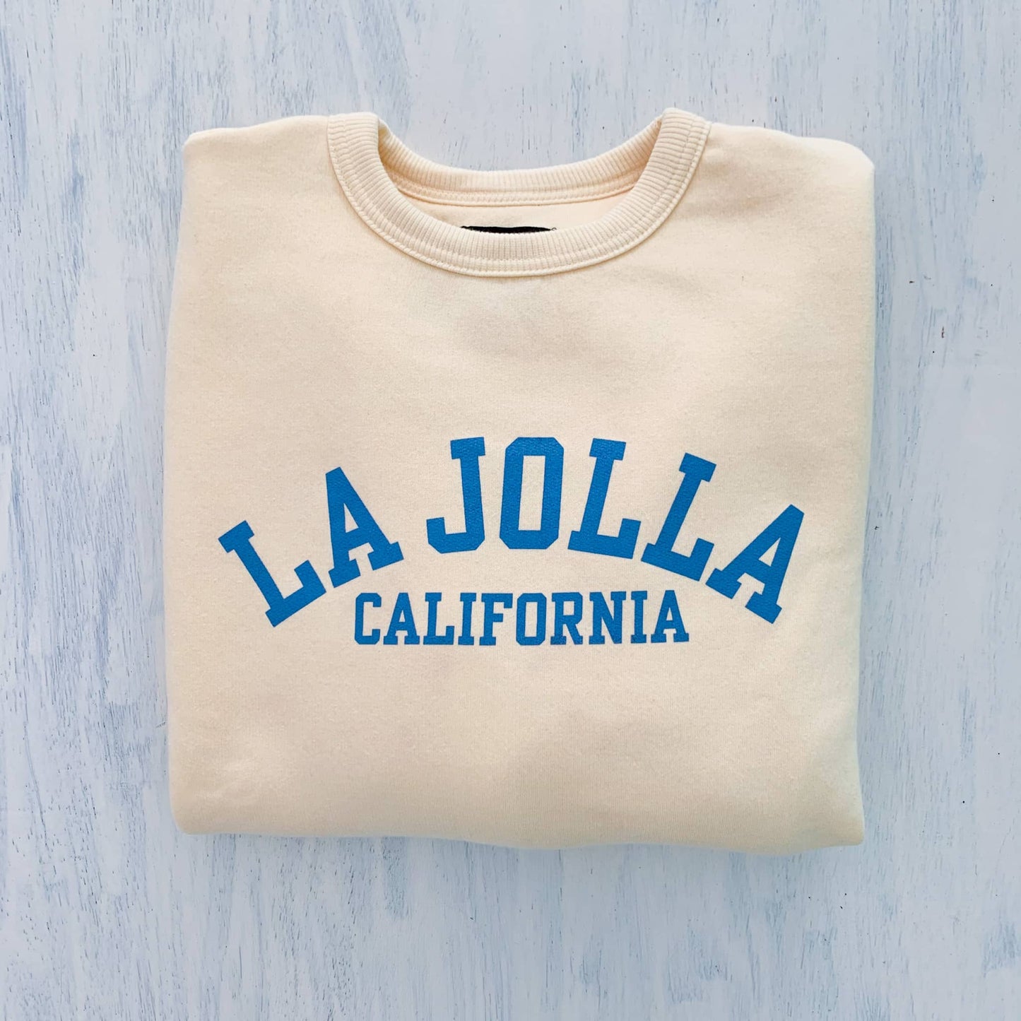 CREWNECK SWEATSHIRT with LA JOLLA CALIFORNIA (buttery yellow)