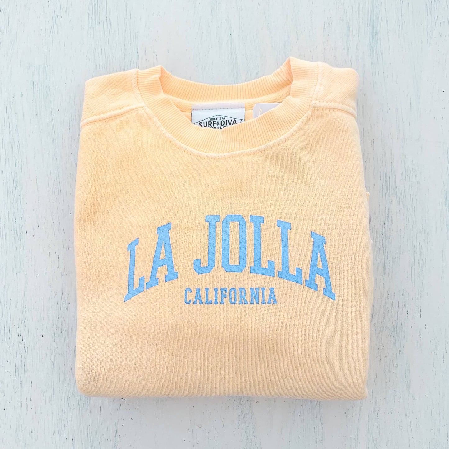 YOUTH CREWNECK SWEATSHIRT with LA JOLLA CALIFORNIA (yellow)