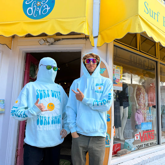 Surf Diva Daisy Smiley WOMEN'S HOODIE - pool day blue