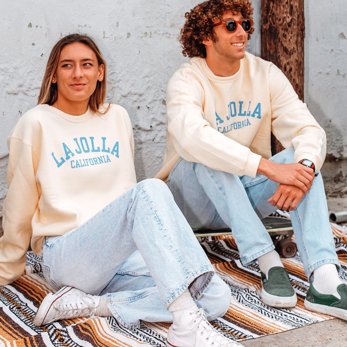 CREWNECK SWEATSHIRT with LA JOLLA CALIFORNIA (buttery yellow)