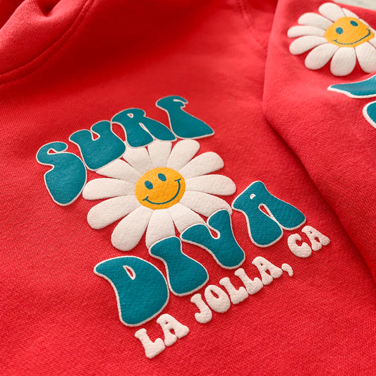 Surf Diva Daisy Smiley WOMEN'S HOODIE - watermelon