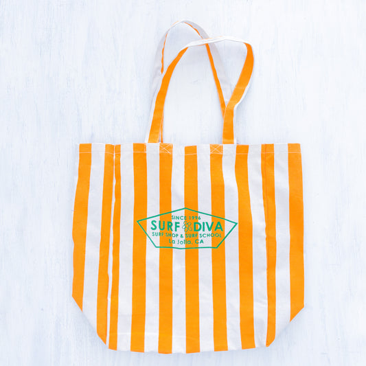Surf Diva Large Striped Canvas Beach Tote