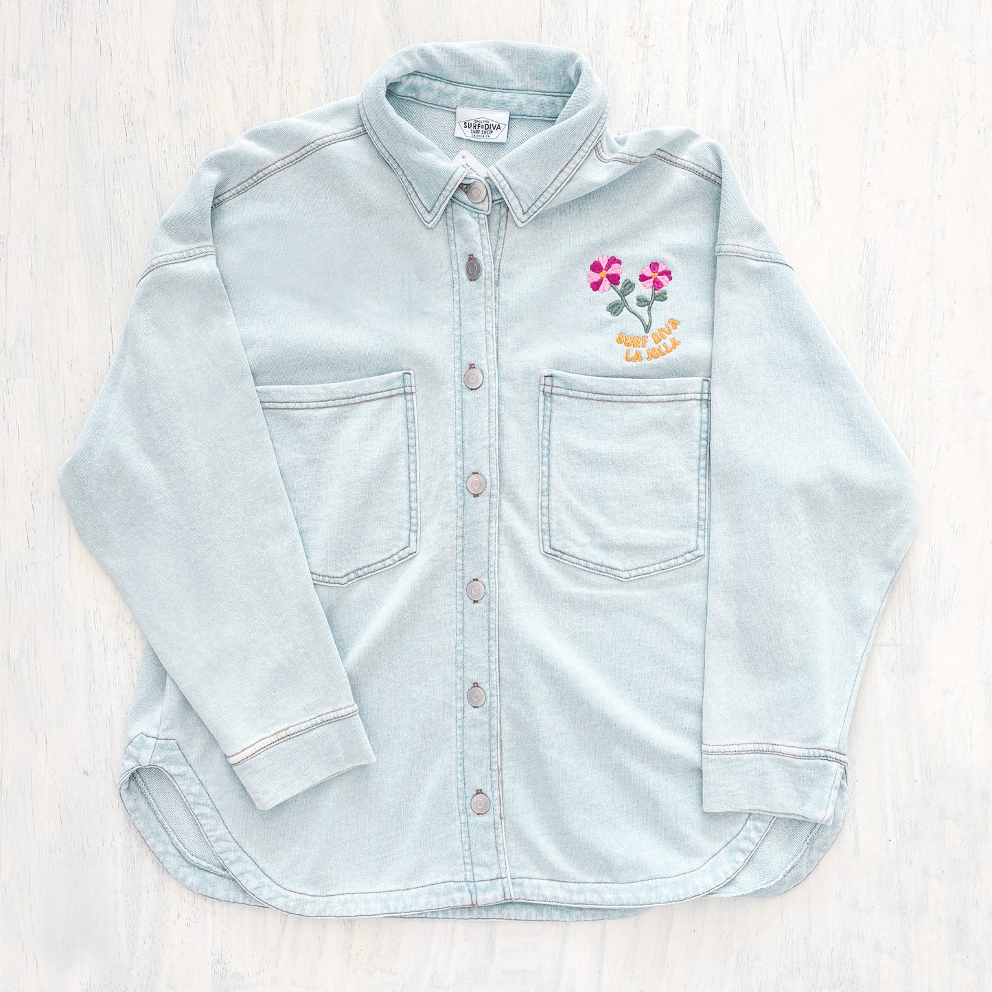 Surf Diva Pink Tide OVERSHIRT - Chambray