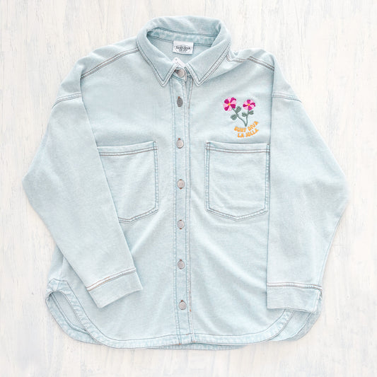Surf Diva Pink Tide OVERSHIRT - Chambray
