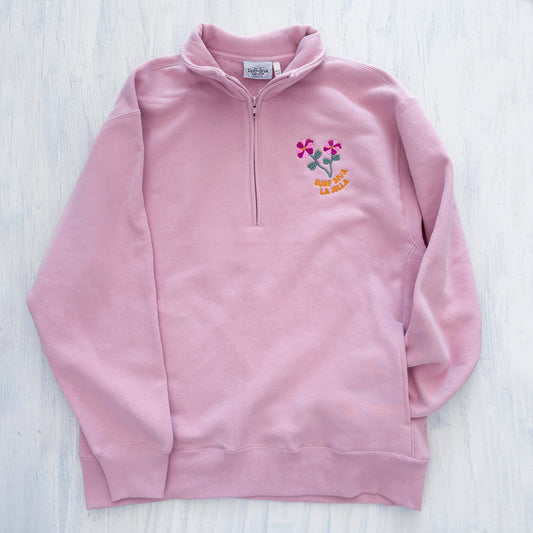 Surf Diva Wavecrest HALF-ZIP SWEATSHIRT - rose