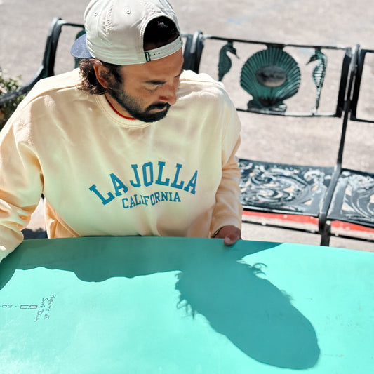 CREWNECK SWEATSHIRT with LA JOLLA CALIFORNIA (buttery yellow)