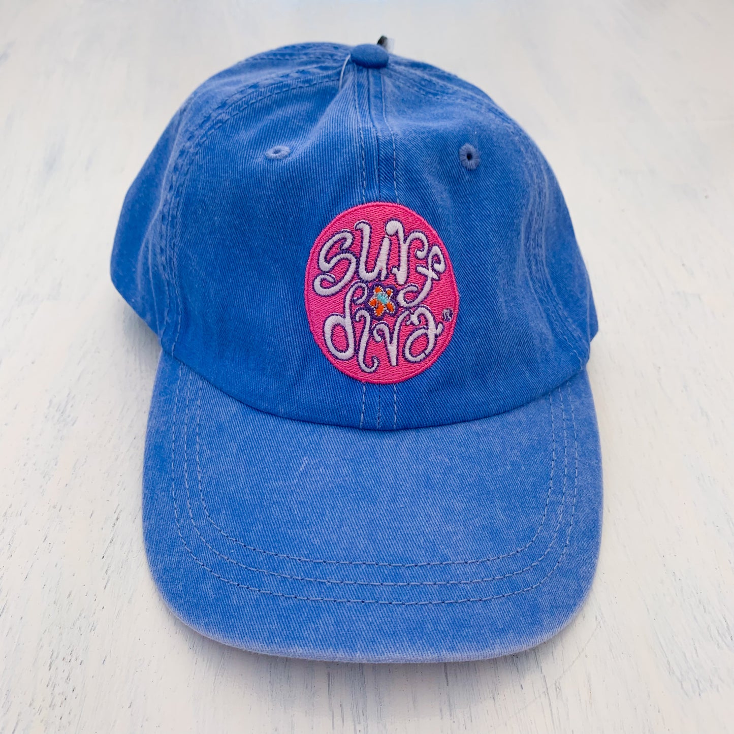 SURF DIVA Vintage Wash Blue Baseball Cap - peri