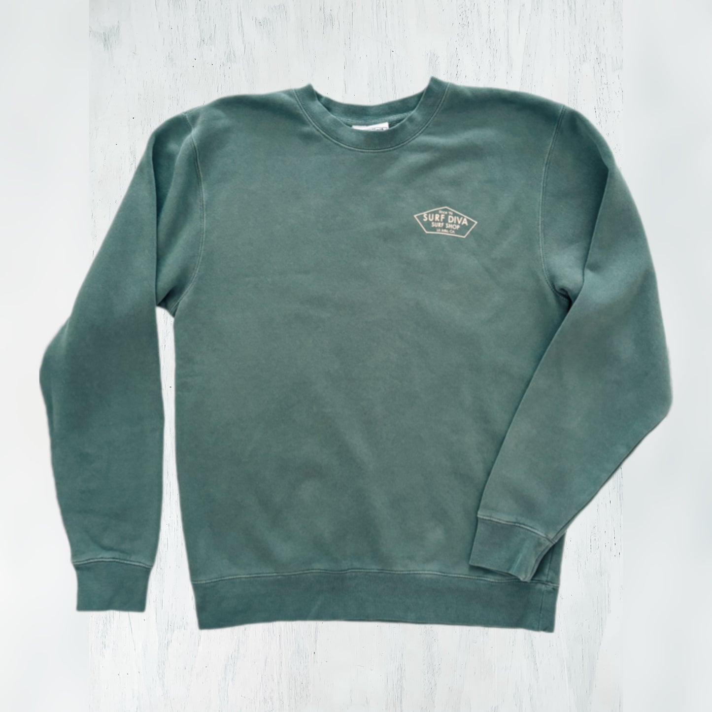 CREWNECK SWEATSHIRT with SURF DIVA SURF SHOP (alpine green)
