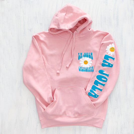 Surf Diva Daisy Smiley WOMEN'S HOODIE - pink