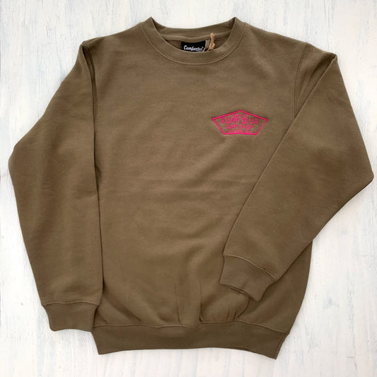 Surf Diva Surf Shop CREWNECK- olive