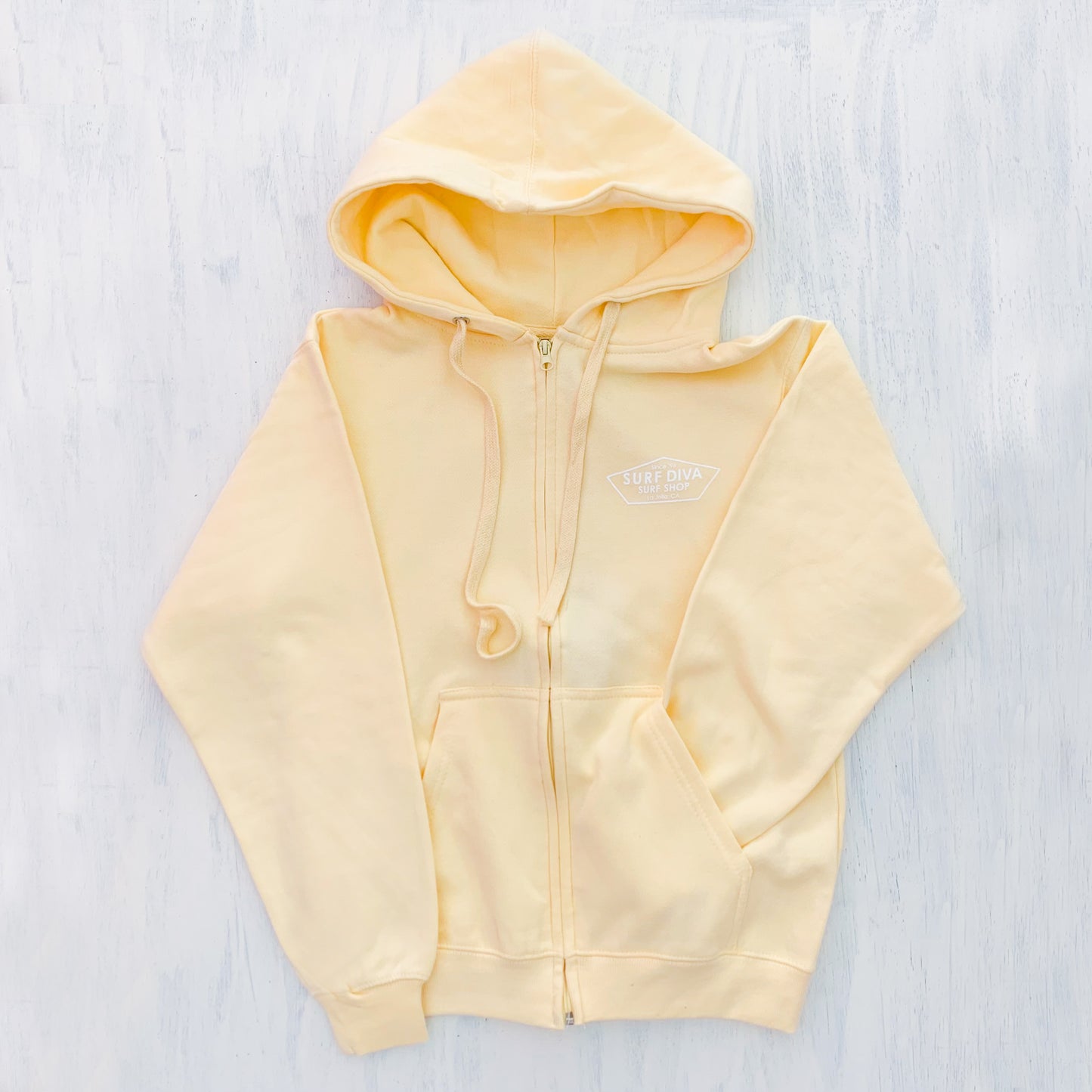 WOMEN'S ZIP THROUGH HOODIE with SURF DIVA SURF SHOP - yellow