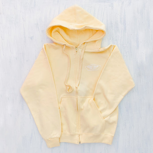 WOMEN'S ZIP THROUGH HOODIE with SURF DIVA SURF SHOP - yellow