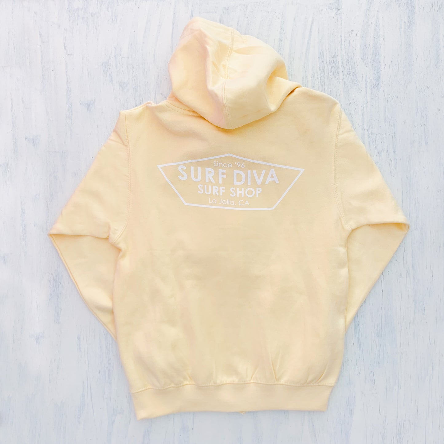 WOMEN'S ZIP THROUGH HOODIE with SURF DIVA SURF SHOP - yellow