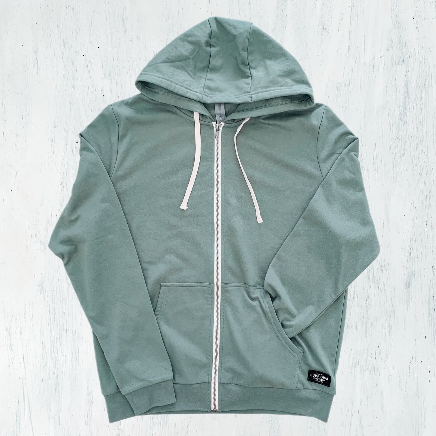Surf Diva Surf Shop Mini Logo  - ZIP HOODIE - olive