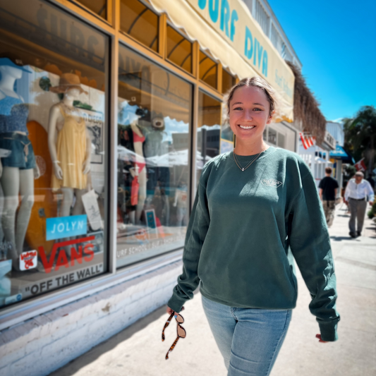 CREWNECK SWEATSHIRT with SURF DIVA SURF SHOP (alpine green)