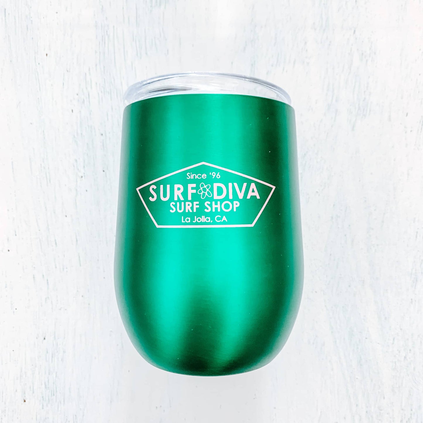 TUMBLER WITH LID with SURF DIVA SURF SHOP - WINE TUMBLER (green/pink)