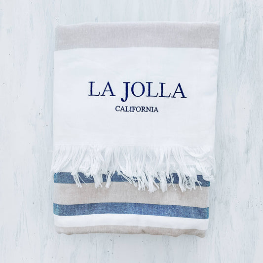 La Jolla - XL-BEACH BLANKET (beige/blue)